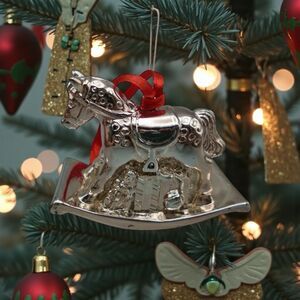 Vtg Reed & Barton Tarnish Resistant Silverplate ROCKING HORSE Christmas Ornament